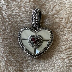 Judith Ripka Silver and Red Heart pendant